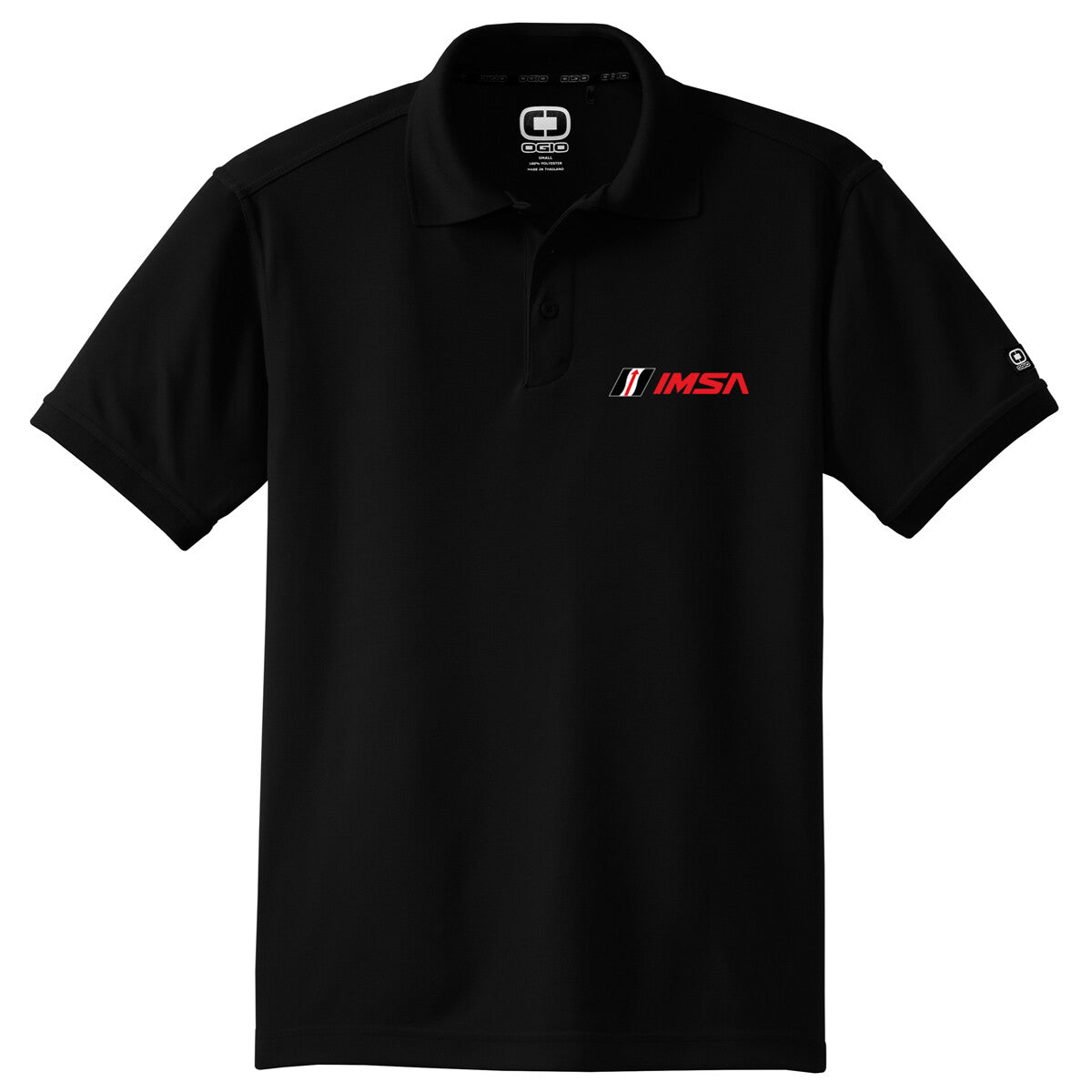 ogio caliber polo imsa logo and apex logo branded apparel