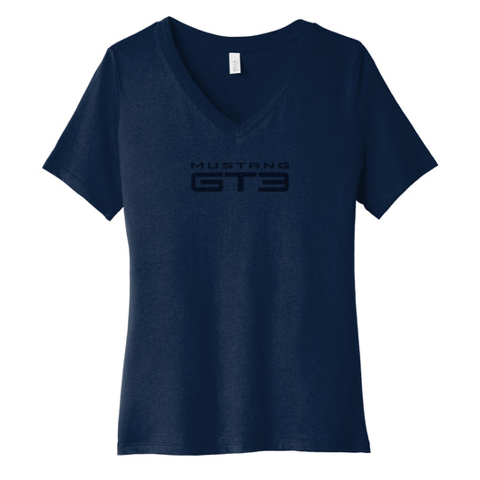 Ford Mustang GT3 Ladies V-Neck Tee - Navy