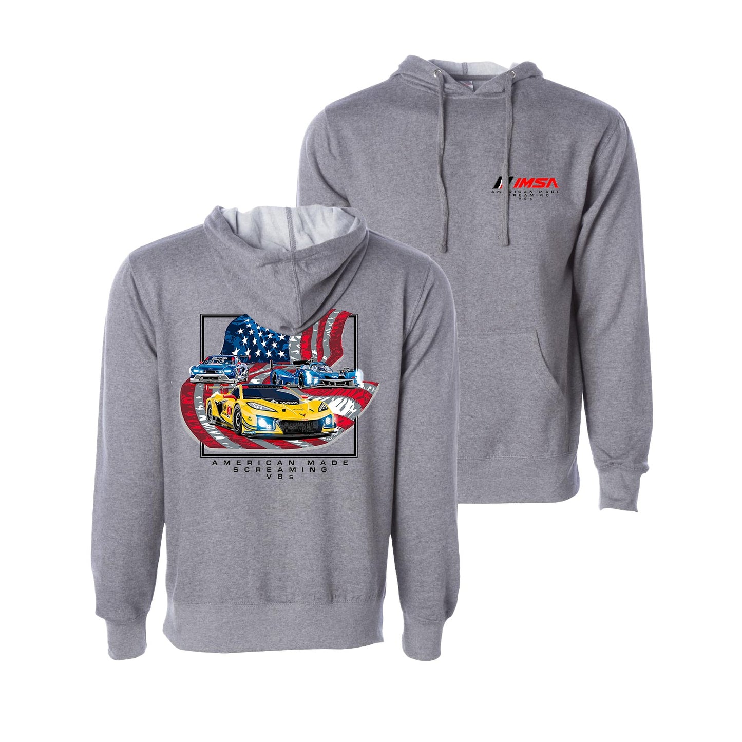 IMSA Patriotic Cars Hooded Sweatshirt - Gunmetal Grey